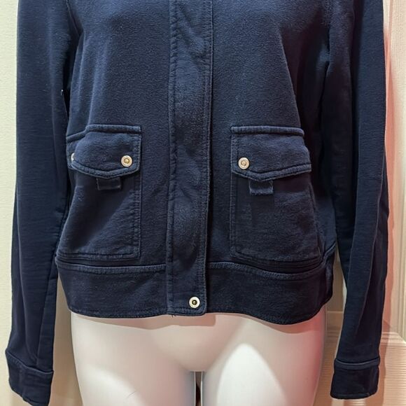 LRL Jeans Co Jacket Womens Blue Full Zip Snaps Pockets Preppy Casual Mandarin S - Picture 3 of 12
